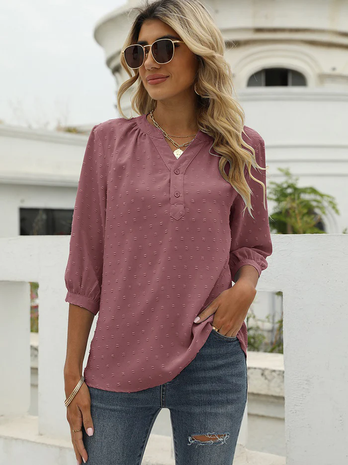Madison Blue | Blouse with three-quarter sleeve and stand-up collar