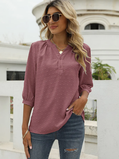 Madison Blue | Blouse with three-quarter sleeve and stand-up collar