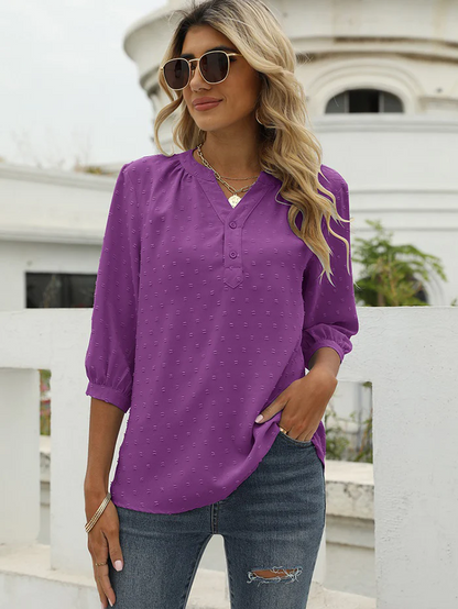Madison Blue | Blouse with three-quarter sleeve and stand-up collar
