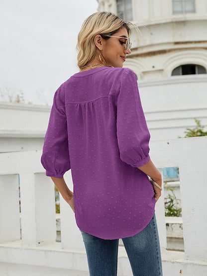 Madison Blue | Blouse with three-quarter sleeve and stand-up collar