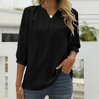 Madison Blue | Blouse with three-quarter sleeve and stand-up collar