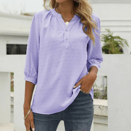 Madison Blue | Blouse with three-quarter sleeve and stand-up collar