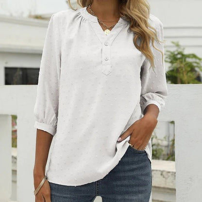 Madison Blue | Blouse with three-quarter sleeve and stand-up collar